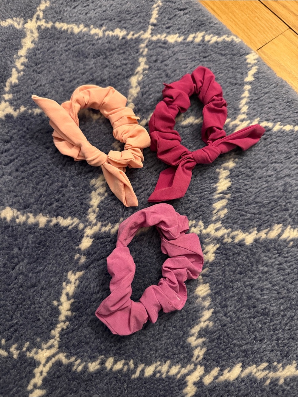 lululemon athletica Uplifting Scrunchie Set in Peach, Magenta, and Pink